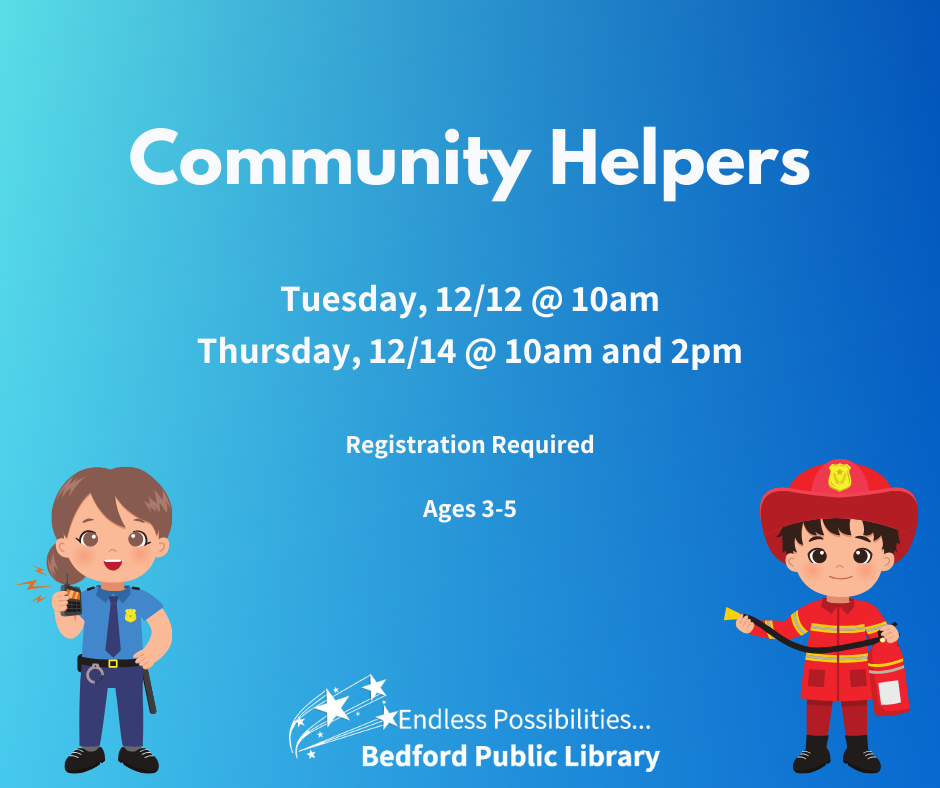 Who are the Community Helpers in our town? Join Hannah and use stories and activities to find out! Registration required.