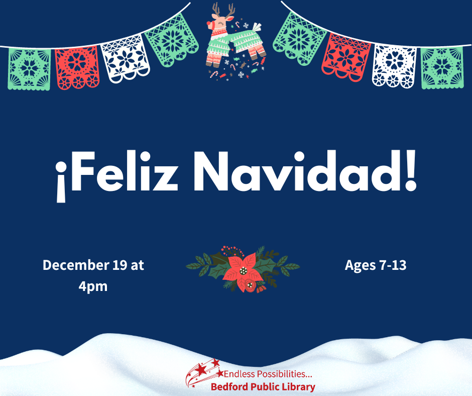 Fiesta con Cindy and learn the way Mexico celebrates Christmas! Play Loteria and enjoy some cultural snacks. For ages 7 to 13. Registration required.