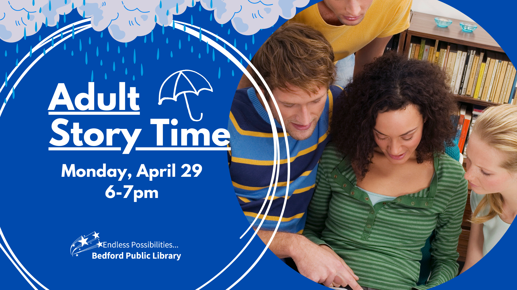 Adult Story Time on April 29 at 6pm