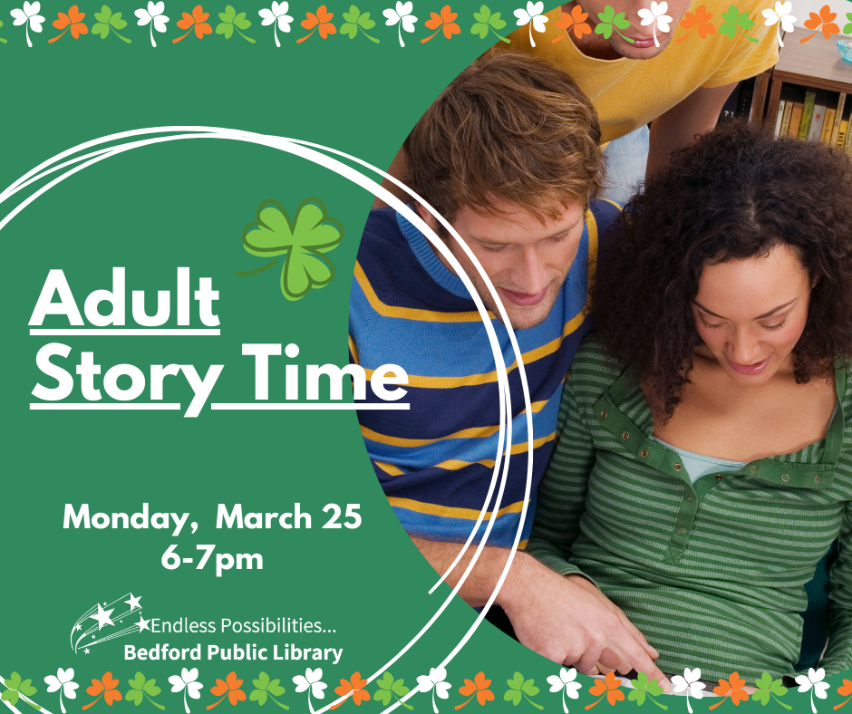 Adult Story Time on March 25 at 6pm